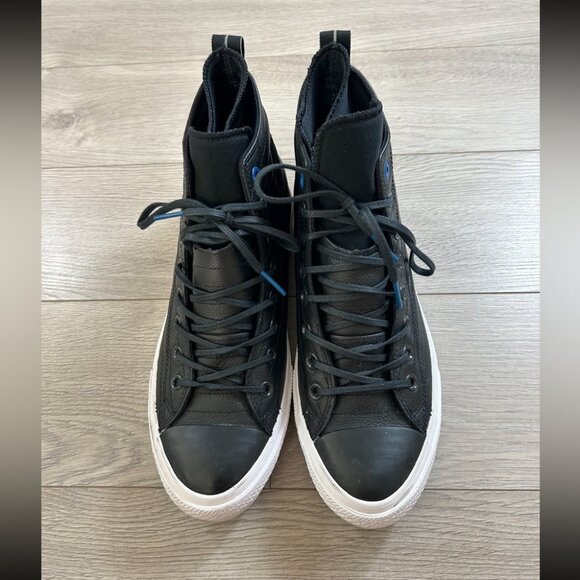 Converse Chuck Taylor All Star Leather Waterproof Boot Quilted Black Blue Jay - Picture 2 of 13